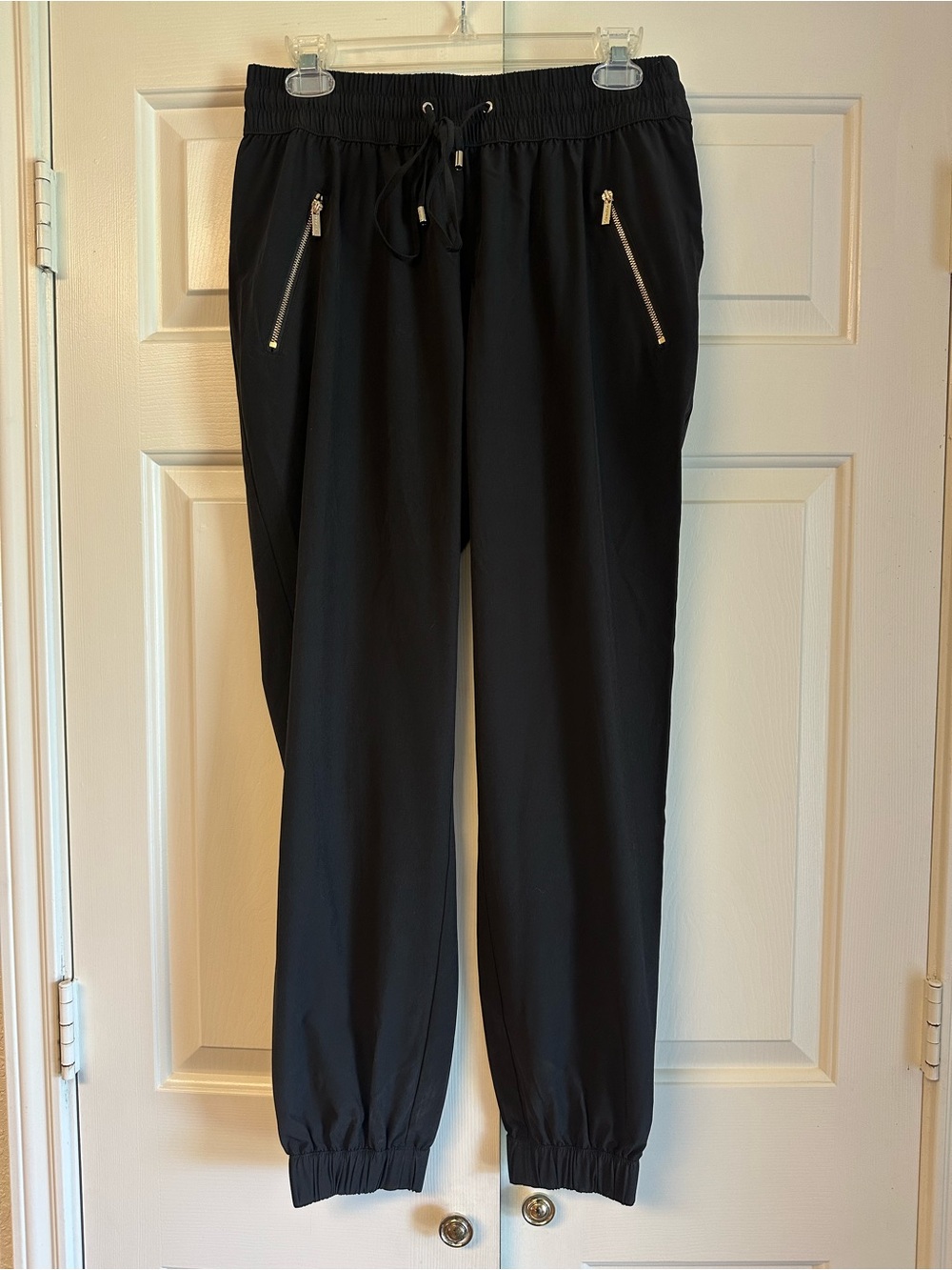 Calvin Klein Black Drawstring Pants with Gold-Tone Eyelets